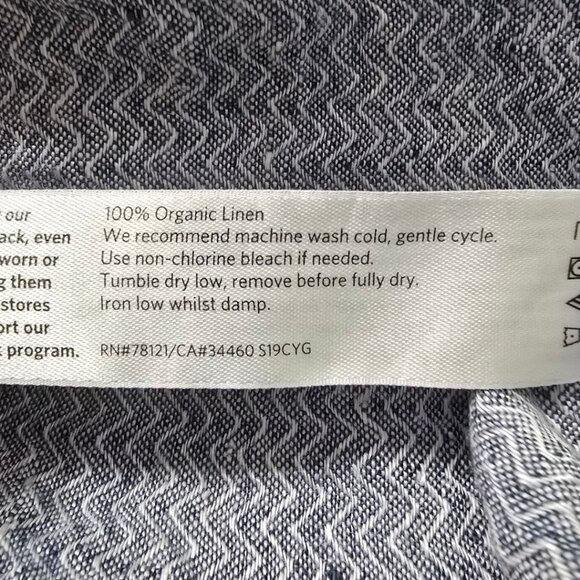Eileen Fisher Blue Chevron Cap Sleeve Organic Linen Shift Dress Sz XL - Picture 10 of 10